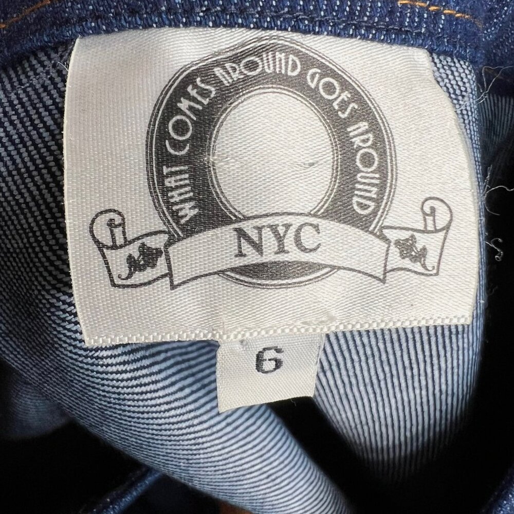 Vintage Denim Skirt with Leather Trim 6 - Picture 8 of 8